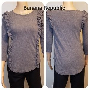 Banana Republic Gray Ruffle Shirt-Size XS